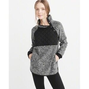 Abercrombie & Fitch Asymmetrical Fleece Quilted Faux Leather Jacket Size XL Coat